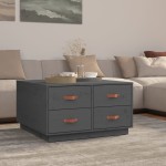vidaXL Măsuță de cafea, gri, 80x80x45 cm, lemn masiv de pin vidaXL Măsuță de cafea, gri, 80x80x45 cm, lemn masiv de pin