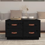 vidaXL Măsuță de cafea, negru, 80x80x45 cm, lemn masiv de pin vidaXL Măsuță de cafea, negru, 80x80x45 cm, lemn masiv de pin
