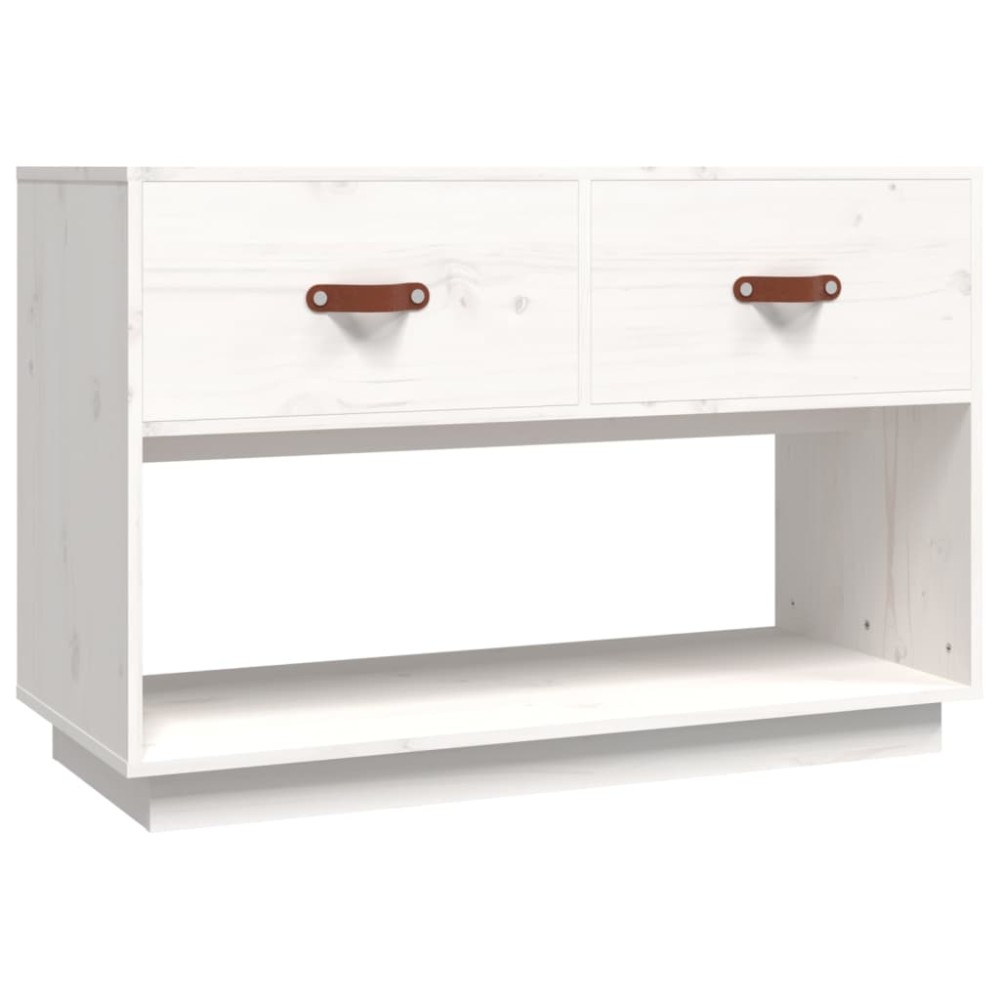 vidaXL Comodă TV, alb, 90x40x60 cm, lemn masiv de pin