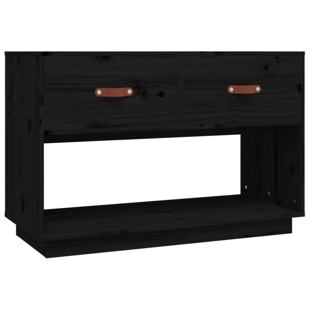 vidaXL Comodă TV, negru, 90x40x60 cm, lemn masiv de pin