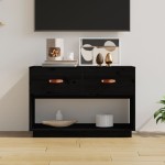 vidaXL Comodă TV, negru, 90x40x60 cm, lemn masiv de pin vidaXL Comodă TV, negru, 90x40x60 cm, lemn masiv de pin