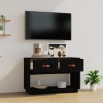 vidaXL Comodă TV, negru, 90x40x60 cm, lemn masiv de pin vidaXL Comodă TV, negru, 90x40x60 cm, lemn masiv de pin