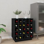vidaXL Dulap de vinuri, negru, 55,5x34x61 cm, lemn masiv de pin vidaXL Dulap de vinuri, negru, 55,5x34x61 cm, lemn masiv de pin