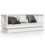 vidaXL Pat de zi fără saltea alb 75x190 cm lemn masiv de pin