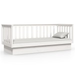 vidaXL Pat de zi fără saltea alb 75x190 cm lemn masiv de pin