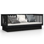 vidaXL Pat de zi, negru, 75x190 cm, lemn masiv de pin