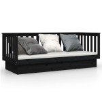 vidaXL Pat de zi, negru, 90x190 cm, lemn masiv de pin vidaXL Pat de zi, negru, 90x190 cm, lemn masiv de pin