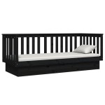 vidaXL Pat de zi, negru, 90x190 cm, lemn masiv de pin vidaXL Pat de zi, negru, 90x190 cm, lemn masiv de pin
