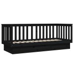 vidaXL Pat de zi, negru, 90x190 cm, lemn masiv de pin vidaXL Pat de zi, negru, 90x190 cm, lemn masiv de pin