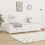 vidaXL Pat de zi fără saltea, alb, 90x200 cm, lemn masiv pin