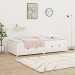 vidaXL Pat de zi fără saltea, alb, 90x200 cm, lemn masiv pin