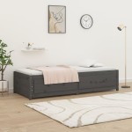 vidaXL Pat de zi, gri, 90x200 cm, lemn masiv de pin