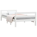 vidaXL Cadru de pat fără saltea, alb, 90x200 cm, lemn masiv pin