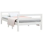 vidaXL Cadru de pat fără saltea, alb, 75x190 cm, lemn masiv de pin