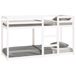 vidaXL Pat supraetajat, alb, 75x190 cm, lemn masiv de pin vidaXL Pat supraetajat, alb, 75x190 cm, lemn masiv de pin
