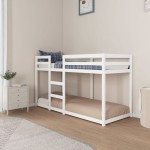 vidaXL Pat supraetajat, alb, 75x190 cm, lemn masiv de pin vidaXL Pat supraetajat, alb, 75x190 cm, lemn masiv de pin
