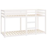 vidaXL Pat supraetajat, alb, 75x190 cm, lemn masiv de pin vidaXL Pat supraetajat, alb, 75x190 cm, lemn masiv de pin