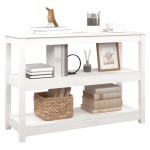 vidaXL Masă consolă, alb, 110x40x74 cm, lemn masiv de pin vidaXL Masă consolă, alb, 110x40x74 cm, lemn masiv de pin