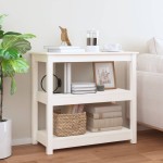 vidaXL Masă consolă, alb, 80x40x74 cm, lemn masiv de pin vidaXL Masă consolă, alb, 80x40x74 cm, lemn masiv de pin