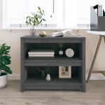 vidaXL Bibliotecă, gri, 80x35x68 cm, lemn masiv de pin vidaXL Bibliotecă, gri, 80x35x68 cm, lemn masiv de pin