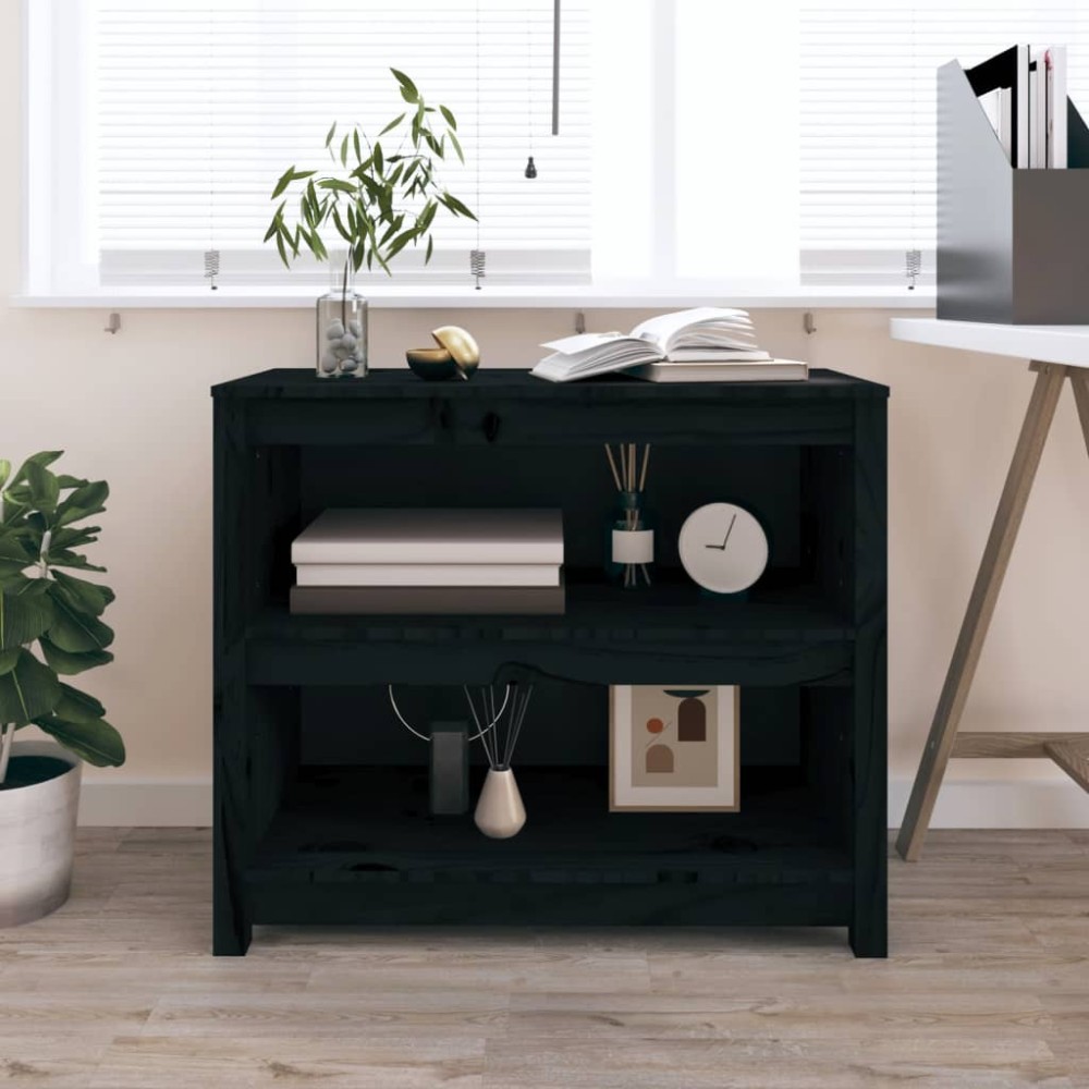 vidaXL Bibliotecă, negru, 80x35x68 cm, lemn masiv de pin