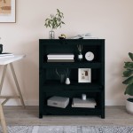 vidaXL Bibliotecă, negru, 80x35x97 cm, lemn masiv de pin vidaXL Bibliotecă, negru, 80x35x97 cm, lemn masiv de pin