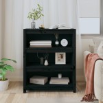 vidaXL Bibliotecă, negru, 80x35x97 cm, lemn masiv de pin vidaXL Bibliotecă, negru, 80x35x97 cm, lemn masiv de pin