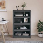 vidaXL Bibliotecă, gri, 80x35x126 cm, lemn masiv de pin vidaXL Bibliotecă, gri, 80x35x126 cm, lemn masiv de pin