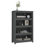vidaXL Bibliotecă, gri, 80x35x126 cm, lemn masiv de pin vidaXL Bibliotecă, gri, 80x35x126 cm, lemn masiv de pin