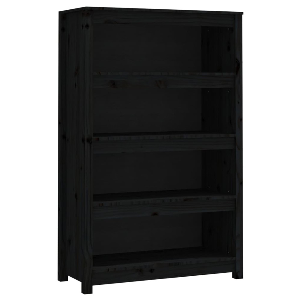 vidaXL Bibliotecă, negru, 80x35x126 cm, lemn masiv de pin