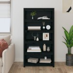 vidaXL Bibliotecă, negru, 80x35x154 cm, lemn masiv de pin vidaXL Bibliotecă, negru, 80x35x154 cm, lemn masiv de pin