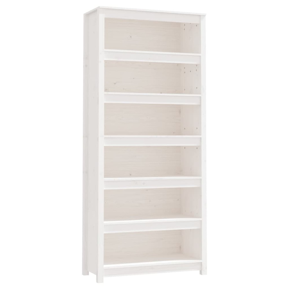 vidaXL Bibliotecă, alb, 80x35x183 cm, lemn masiv de pin