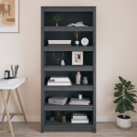 vidaXL Bibliotecă, gri, 80x35x183 cm, lemn masiv de pin vidaXL Bibliotecă, gri, 80x35x183 cm, lemn masiv de pin