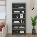 vidaXL Bibliotecă, gri, 80x35x183 cm, lemn masiv de pin vidaXL Bibliotecă, gri, 80x35x183 cm, lemn masiv de pin
