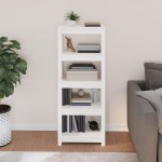 vidaXL Bibliotecă, alb, 50x35x125,5 cm, lemn masiv de pin vidaXL Bibliotecă, alb, 50x35x125,5 cm, lemn masiv de pin