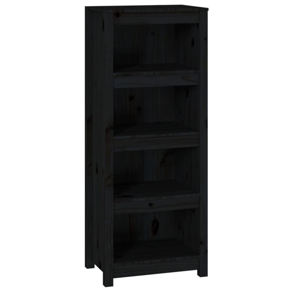 vidaXL Bibliotecă, negru, 50x35x125,5 cm, lemn masiv de pin