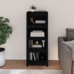 vidaXL Bibliotecă, negru, 50x35x125,5 cm, lemn masiv de pin vidaXL Bibliotecă, negru, 50x35x125,5 cm, lemn masiv de pin