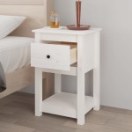 vidaXL Noptieră, alb, 40x35x61,5 cm, lemn masiv de pin