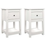 vidaXL Noptiere, 2 buc., alb, 40x35x61,5 cm, lemn masiv de pin vidaXL Noptiere, 2 buc., alb, 40x35x61,5 cm, lemn masiv de pin