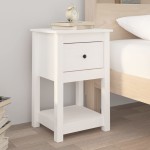 vidaXL Noptiere, 2 buc., alb, 40x35x61,5 cm, lemn masiv de pin vidaXL Noptiere, 2 buc., alb, 40x35x61,5 cm, lemn masiv de pin