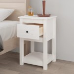 vidaXL Noptiere, 2 buc., alb, 40x35x61,5 cm, lemn masiv de pin vidaXL Noptiere, 2 buc., alb, 40x35x61,5 cm, lemn masiv de pin
