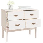 vidaXL Dulap consolă, Alb, 90x40x78 cm, lemn masiv de pin vidaXL Dulap consolă, Alb, 90x40x78 cm, lemn masiv de pin