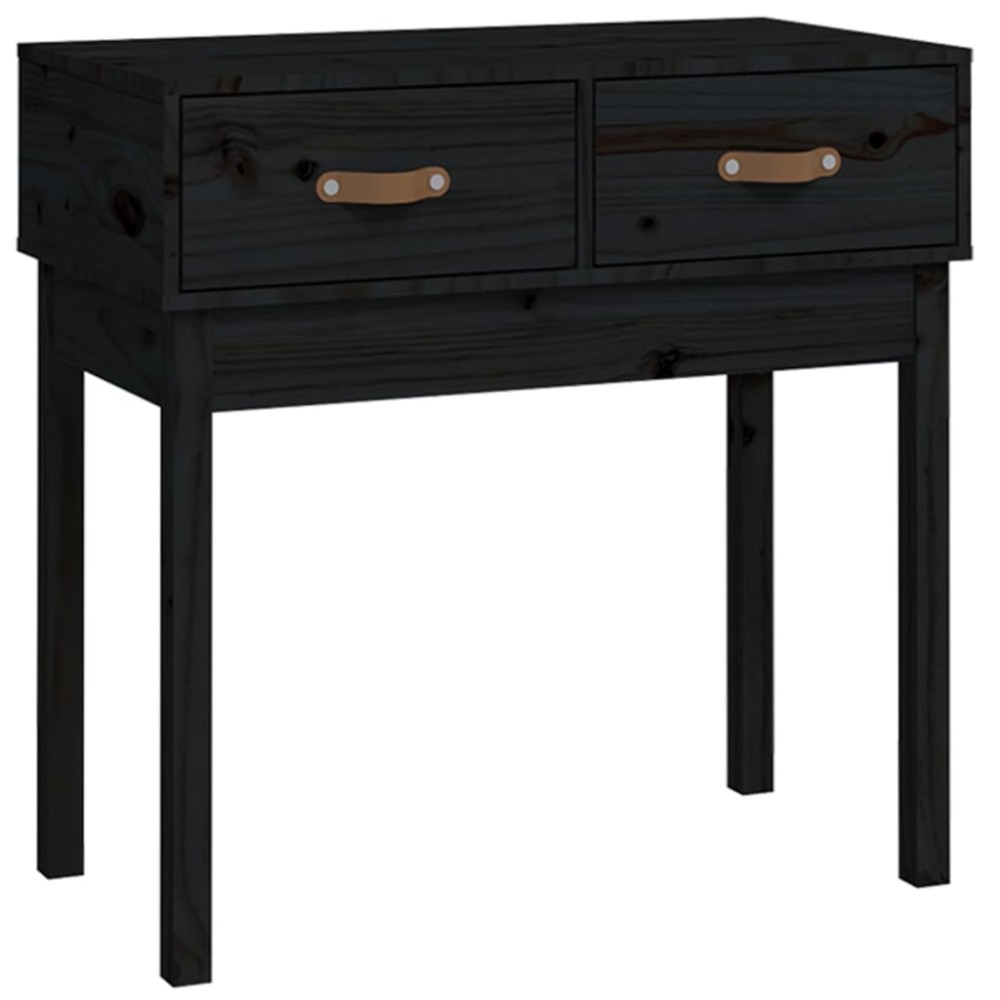 vidaXL Masă consolă, negru, 76,5x40x75 cm, lemn masiv de pin
