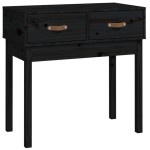 vidaXL Masă consolă, negru, 76,5x40x75 cm, lemn masiv de pin