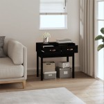 vidaXL Masă consolă, negru, 76,5x40x75 cm, lemn masiv de pin