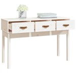 vidaXL Masă consolă, alb, 114x40x75 cm, lemn masiv de pin vidaXL Masă consolă, alb, 114x40x75 cm, lemn masiv de pin