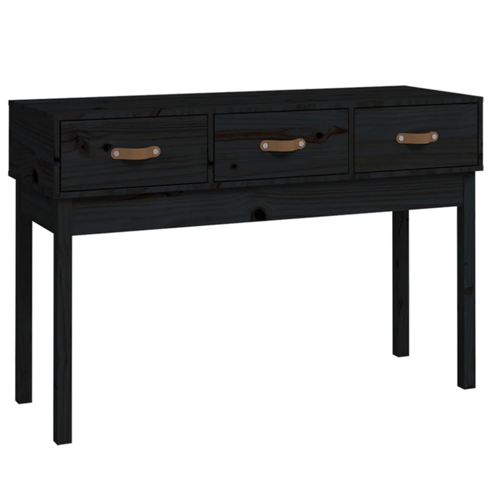 vidaXL Masă consolă, negru, 114x40x75 cm, lemn masiv de pin