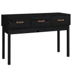 vidaXL Masă consolă, negru, 114x40x75 cm, lemn masiv de pin