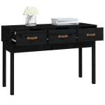 vidaXL Masă consolă, negru, 114x40x75 cm, lemn masiv de pin