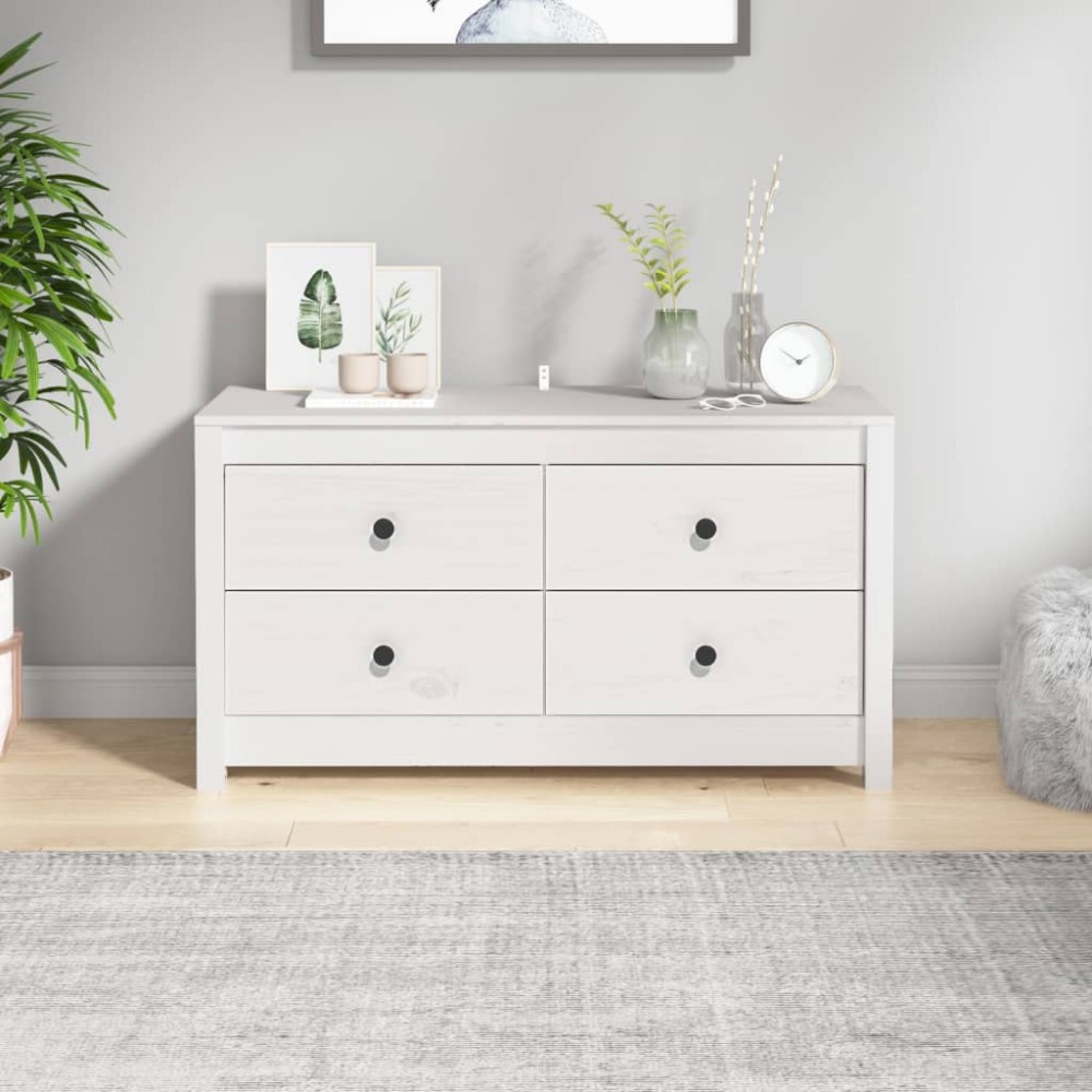 vidaXL Dulap lateral, alb, 100x40x54 cm, lemn masiv de pin